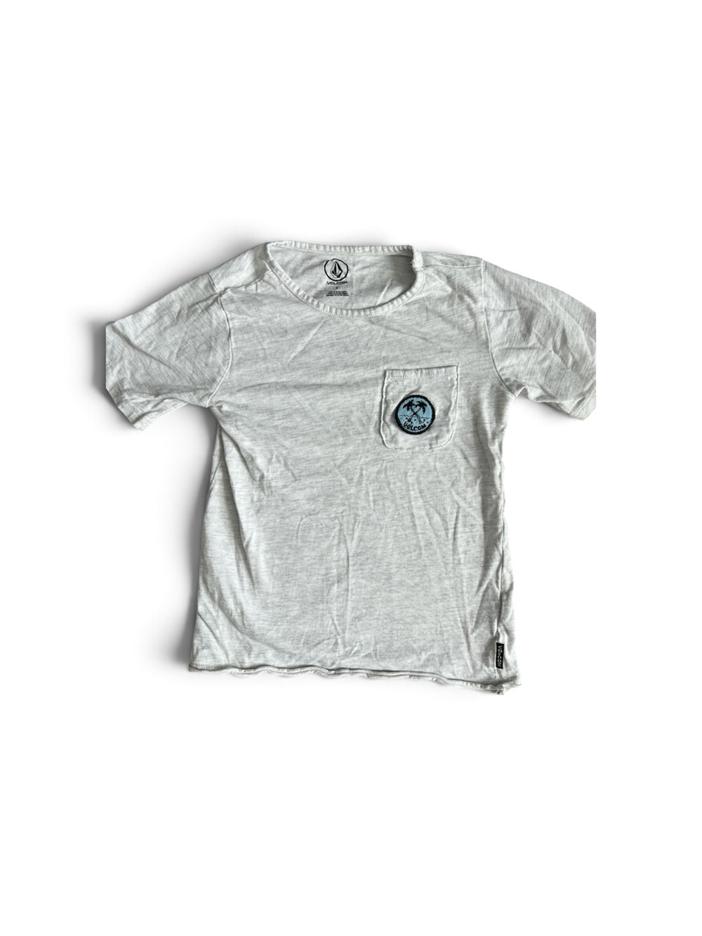Volcom Kids White Tee with Blue Palm Patch